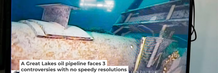 A section of Enbridge’s Line 5 runs along the bottom of the Straits of Mackinac in Michigan. Michigan Department of Environment, Great Lakes and Energy via AP